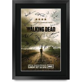 HWC Trading The Walking Dead TV Series Poster The Cast Signed 16" x 12" Framed Gift Printed Autograph Film Print Photo Picture Display - 16 x 12 Inches Framed