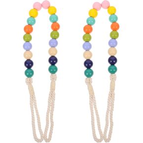 IMIKEYA 2pcs Wooden Bead Curtain tie Curtain Hooks for Drapes Wood Bead holdbacks Window tie Backs Decorative Curtain tiebacks Decorative Drape tie Wooden Beads Back Hook Cotton Rope