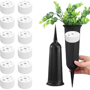 Friendship 14 Pack Grave Site Flower Holders for Cemetery Including 12 Pcs Cemetery Grave Vase Inserts Plastic Cemetery Flowers Holder Memorial Stands for Graves Lawn Memorial Garden Decorations