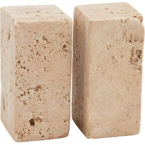 Mud Pie Travertine Salt and Pepper Set, 3 1/4" x 1 1/2", GRAY