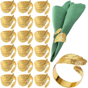 20 Pack Gold Napkin Rings, Flower Metal Napkin Ring Set, Gold Napkin Holder Table Decorations, 2 inch Napkin Ring Buckles for Table Decoration Wedding Birthday and Any Events