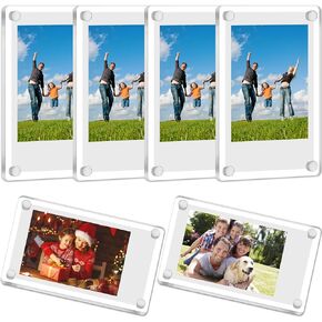 Niura Acrylic Fridge Magnetic Photo Frame - Double Sided Photo Refrigerator Magnet Picture Transparent Acrylic Frame for Fujifilm Instax Mini - 2.36 x 3.56 Inch - Pack of 12