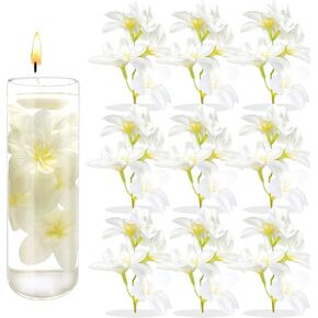 10 Pieces Orchid Faux Flowers Floating Candles Centerpiece Wedding Table Centerpieces Vase Fillers Filling for Wedding Birthday Party Table Decorations for DIY Craft Home Wedding Party (red)