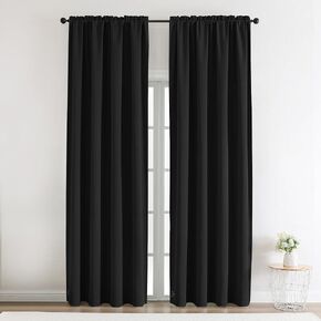 Navy Room Darkening Inherent Flame Retardant Curtains Meet NFPA701 Test, Rod Pocket, Sound Insulation Heat Insulation Curtains(2 Panels, Navy, 52 X 96 in)
