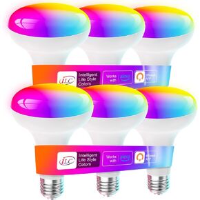 لمبة LED ILC BR30، مصابيح إضاءة ذكية، تعمل مع Alexa، (ما يعادل 70 واط) متغيرة اللون، قابلة للدوران 2700K-6000K داخلي (6 عبوات) in Kuwait