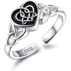 Urn Ring Cremation Jewelry for Ashes - 925 Sterling Silver Infinity Heart Memorial Souvenir Keepsake Ring Hold Loved Ones Ashes for Women (Black)