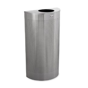 Rubbermaid Commercial Products Silhouette Trash Can, 12-Gallon, Silver, Half-Round Indoor/Outdoor Garbage Can/Bin with Side Opening for Lobby/Office/School/Restaurant