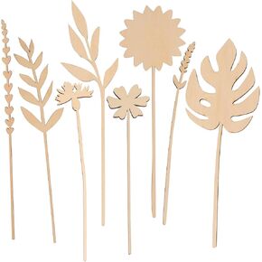 8pcs Large Wooden Flower Stems Wooden Meadow Flowers Laser Cut Flowers Mixed Wooden Birth Flowers Single Stem Wood Flowers Birth Flower Bouquets Paint Your Own Floral Stems Posy Decoration