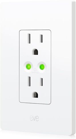 Eve Energy Outlet (Matter) - منفذ ذكي ومقياس طاقة، تطبيق وتحكم صوتي، بدون جسر، خيط، يعمل مع Apple Home، Alexa، Google Home، SmartThings، خصوصية 100%، يتطلب جهاز توجيه بحدود الخيط in Saudi Arabia