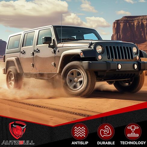 لوحات الجري متوافقة مع جيب رانجلر JL 4 أبواب 2018-2024، 6 بوصات ذات درجين جانبيين قضبان مطلية بقضبان نيرف من الفولاذ الكربوني الأسود in Kuwait