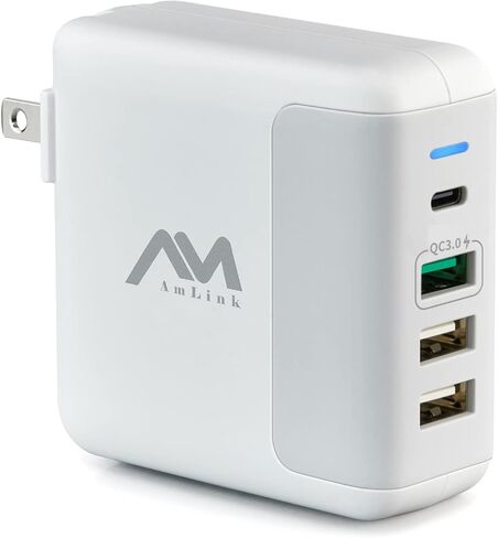 Amlink 65W USB C Charger - 3 Port GaN III Fast Charging Block, Support PPS PD 3.0 USB C Wall Charger, Compact Foldable Plug Wall Charger Adapter for MacBook, iPad, iPhone, Galaxy, etc in Saudi Arabia