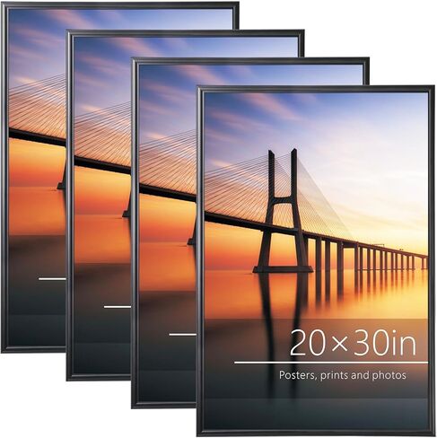 مجموعة إطارات ملصقات Lovelite مقاس 20 × 30 مكونة من 4، إطارات صور سوداء مع زجاج شبكي مقاوم، إطارات صور للوحات الجدارية والأعمال الفنية، عرض أفقي أو رأسي in Saudi Arabia