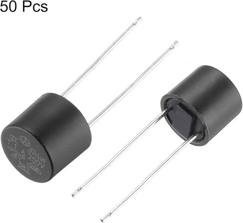 uxcell 50Pcs Cylindrical DIP Mounted Miniature Round Slow Blow Micro Fuse for Electronic Parts PCB LCD Repair, T4A 4A 250V, Black in Saudi Arabia