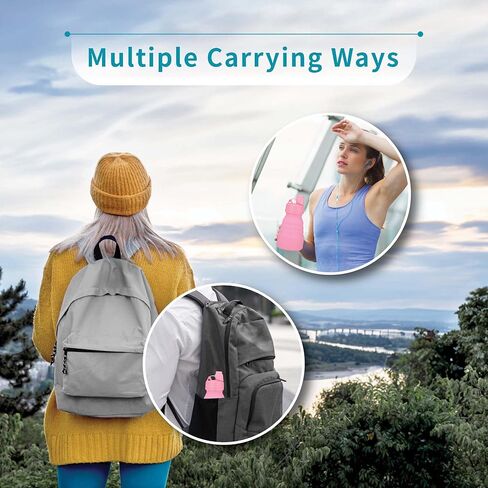 Collapsible Water Bottles 17oz, Odorless BPA-Free Silicone, Leak-Proof Foldable Reusable Bottle - Perfect for Travel Sports Gym Hiking Camping Cycling - Water Pink in Saudi Arabia