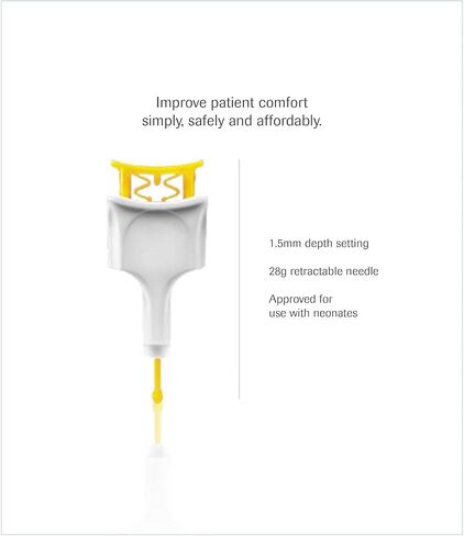 Safety Lancets, Sterile, Push-Button, 28 Gauge Needle, 1.5 mm, 200 Count, 1 Pack,200.0 Count, White in Saudi Arabia