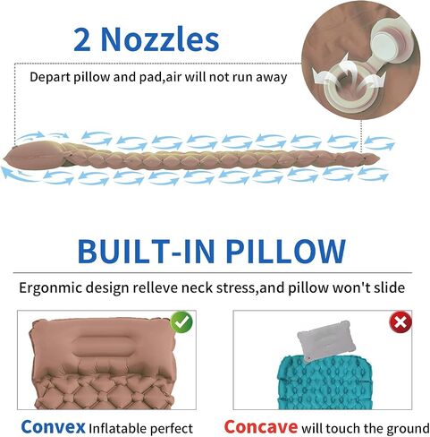 DDD Ultra-Light Inflatable Camping Sleeping Pad with its Built-in Foot Pump and Pillow - The Ultimate Camping pad, Hiking pad, Backpacking Pad and Lightweight for a Outdoor Sleep——Gray in Saudi Arabia