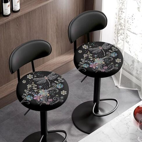 Marble Print Bar Stool Covers, Stetchable Round Stool Cushion Cover Bar Chair Covers Removable Washable Chair Covers for Dining Room Office Hotel Set of 2 in Saudi Arabia