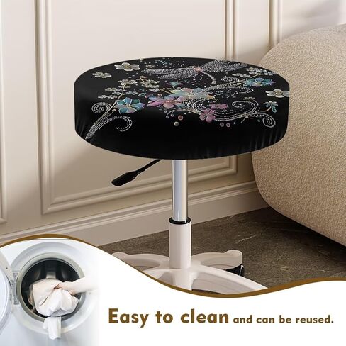 Marble Print Bar Stool Covers, Stetchable Round Stool Cushion Cover Bar Chair Covers Removable Washable Chair Covers for Dining Room Office Hotel Set of 2 in Saudi Arabia
