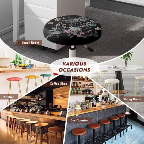 Marble Print Bar Stool Covers, Stetchable Round Stool Cushion Cover Bar Chair Covers Removable Washable Chair Covers for Dining Room Office Hotel Set of 2 in Saudi Arabia