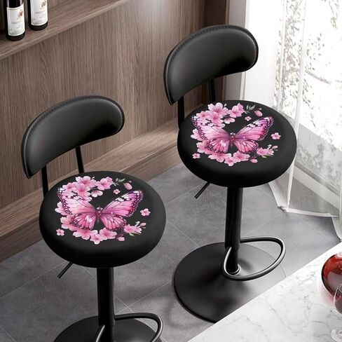 Marble Print Bar Stool Covers, Stetchable Round Stool Cushion Cover Bar Chair Covers Removable Washable Chair Covers for Dining Room Office Hotel Set of 2 in Saudi Arabia