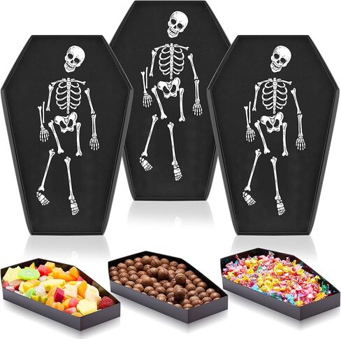 3 قطع من صندوق لوح الفحم للهالوين، من الورق المقوى الأسود القابل للتعبئة لعلبة تقديم نعش الفحم، أطباق قوطية، وعاء الهالوين لحلوى كوكيز هدايا حفلات الهالوين in Kuwait