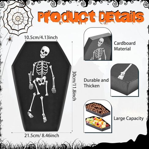3 قطع من صندوق لوح الفحم للهالوين، من الورق المقوى الأسود القابل للتعبئة لعلبة تقديم نعش الفحم، أطباق قوطية، وعاء الهالوين لحلوى كوكيز هدايا حفلات الهالوين in Kuwait