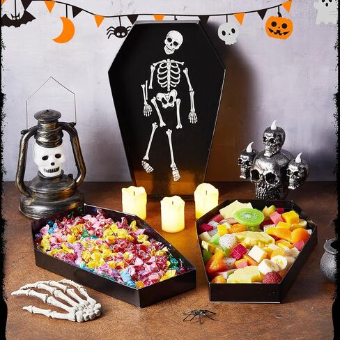 3 قطع من صندوق لوح الفحم للهالوين، من الورق المقوى الأسود القابل للتعبئة لعلبة تقديم نعش الفحم، أطباق قوطية، وعاء الهالوين لحلوى كوكيز هدايا حفلات الهالوين in Kuwait