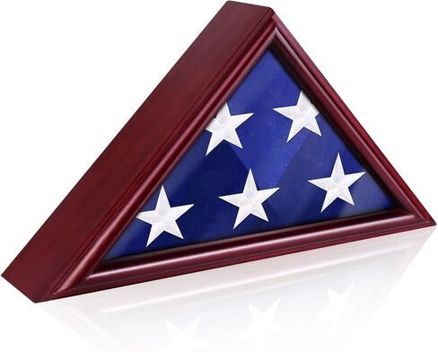 Flag Display Case for 3' x 5' Folded American Flag, Wooden Military Flag Shadow Box with HD Tempered Glass and Wall Mount for Veteran Flag Frame (Brown) in Saudi Arabia