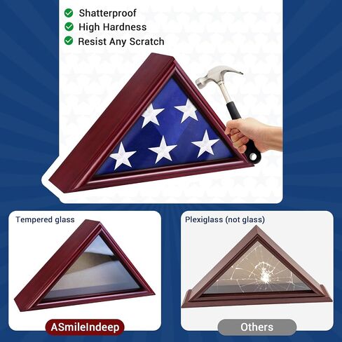 Flag Display Case for 3' x 5' Folded American Flag, Wooden Military Flag Shadow Box with HD Tempered Glass and Wall Mount for Veteran Flag Frame (Brown) in Saudi Arabia