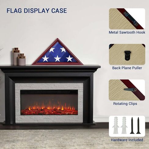 Flag Display Case for 3' x 5' Folded American Flag, Wooden Military Flag Shadow Box with HD Tempered Glass and Wall Mount for Veteran Flag Frame (Brown) in Saudi Arabia