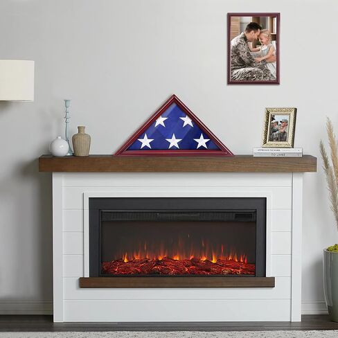 Flag Display Case for 3' x 5' Folded American Flag, Wooden Military Flag Shadow Box with HD Tempered Glass and Wall Mount for Veteran Flag Frame (Brown) in Saudi Arabia