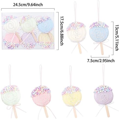 عيد الميلاد مصاصة الحلي 6 قطعة لون الباستيل الحلوى تعليق شجرة الكريسماس الحلي مجموعة لعيد الميلاد شجرة لوازم الحفلات in Kuwait