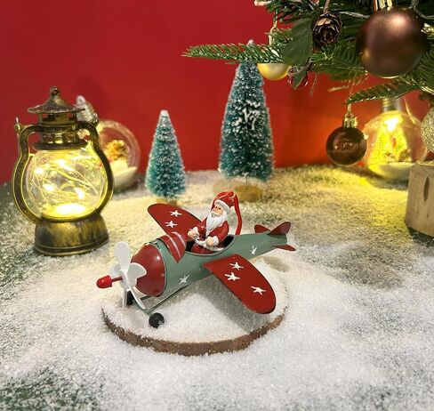 Christmas Ornaments Hanging Christmas Tree Decorations Santa Claus in Airplane Resin Metal Red Ornaments for Table Home Decor Vintage Xmas Decor Indoor Outdoor in Saudi Arabia