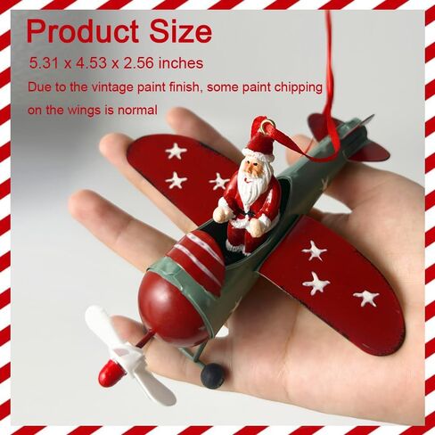 Christmas Ornaments Hanging Christmas Tree Decorations Santa Claus in Airplane Resin Metal Red Ornaments for Table Home Decor Vintage Xmas Decor Indoor Outdoor in Saudi Arabia