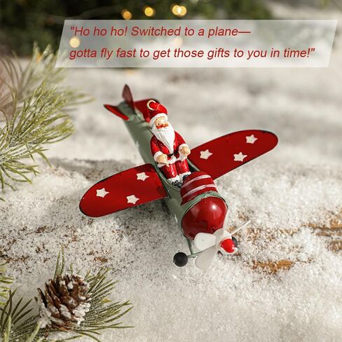 Christmas Ornaments Hanging Christmas Tree Decorations Santa Claus in Airplane Resin Metal Red Ornaments for Table Home Decor Vintage Xmas Decor Indoor Outdoor in Saudi Arabia