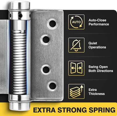 KOLET Double Action Door Hinges, 3 Inches Swinging Door Hinges with Stainless Steel, Self Closing Door Hinges, Spring Door Hinges for Cafe, Saloon and Bar, Brushed Nickel, 4 Pack in Saudi Arabia