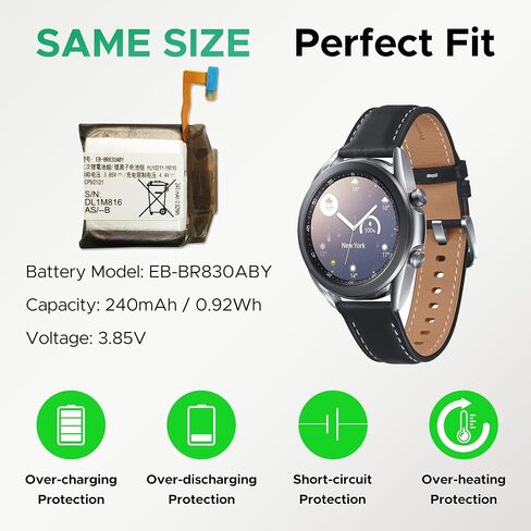 SM-R800 SM-R805 For Galaxy Watch (46mm) Battery Replacement, EB-BR800ABU Battery Compatible with Samsung Galaxy Watch 1st 46mm, with Installation Instruction, Video Tutorial & Repair Toolkit in Kuwait