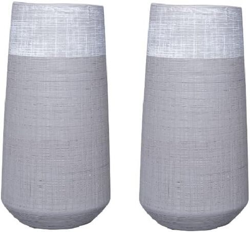 Hosley Set of 2 Grey Ceramic Vase 7.25" High. Ideal Gift for Home Weddings Party Spa Meditation Home Office in Kuwait