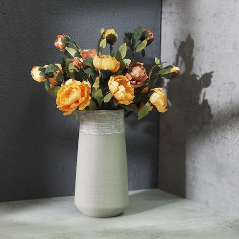 Hosley Set of 2 Grey Ceramic Vase 7.25" High. Ideal Gift for Home Weddings Party Spa Meditation Home Office in Kuwait