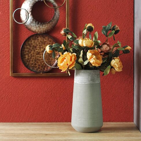 Hosley Set of 2 Grey Ceramic Vase 7.25" High. Ideal Gift for Home Weddings Party Spa Meditation Home Office in Kuwait