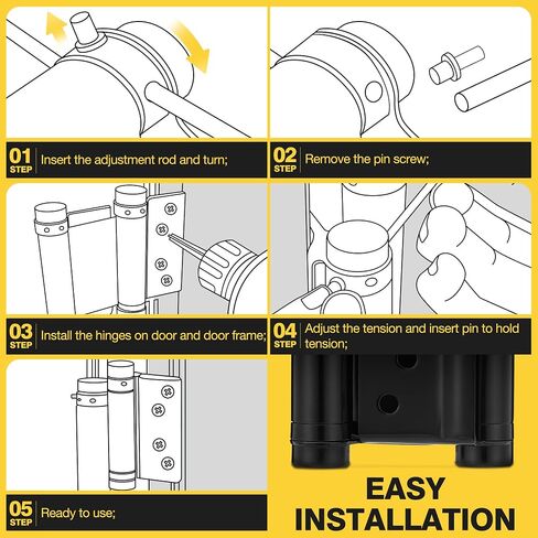 KOLET Double Action Door Hinges, 3 Inches Swinging Door Hinges with Stainless Steel, Self Closing Door Hinges, Spring Door Hinges for Cafe, Saloon and Bar, Brushed Nickel, 4 Pack in Saudi Arabia