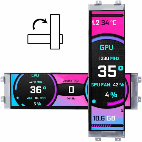 VSDISPLAY 12.3 Inch 2400x900 2K Strip Bar IPS LCD Monitor,Mini HD-MI USB-C Video Input,for DIY D31 Computer PC Case Secondary GPU CPU Display in Saudi Arabia