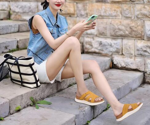 KuaiLu Womens Orthotic Slides Thick Athletic Cushion Recovery Sandals Open Toe Leather Strap Slip On Yoga Mat Ladies Sport Walking Sandles in Saudi Arabia