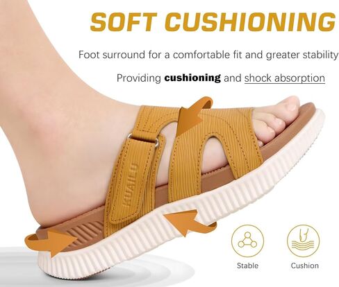 KuaiLu Womens Orthotic Slides Thick Athletic Cushion Recovery Sandals Open Toe Leather Strap Slip On Yoga Mat Ladies Sport Walking Sandles in Saudi Arabia
