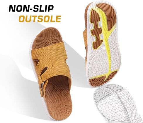 KuaiLu Womens Orthotic Slides Thick Athletic Cushion Recovery Sandals Open Toe Leather Strap Slip On Yoga Mat Ladies Sport Walking Sandles in Saudi Arabia