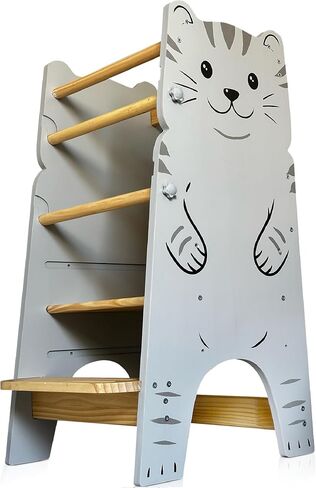 Shandra Toddler Tower Adjustable Stool - Montessori Toddler Kitchen Stool Helper, Toddler Standing Tower, Kids Kitchen Step Stool - Toddler Stool for Kitchen, Learning Tower for Toddlers 1-5 - Wood in Saudi Arabia