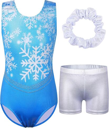 BAOHULU Gymnastics Leotards for Girls with Active Shorts Shiny Diamond Cross Back Kids Tumbling Dance Outfit in Saudi Arabia