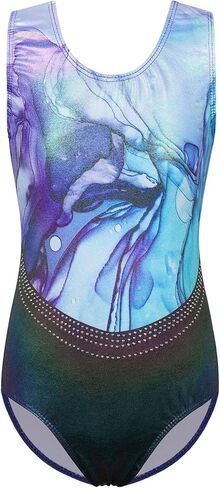 BAOHULU Gymnastics Leotards for Girls with Active Shorts Shiny Diamond Cross Back Kids Tumbling Dance Outfit in Kuwait