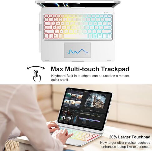 FARYODI Keyboard Case for iPad Pro 13-inch (M4, 2024), Trackpad, 360° Rotatable, Wireless Keyboard, 7-Colors Backlit, iPad Pro 13-inch Magic Keyboard Case-Black in Saudi Arabia