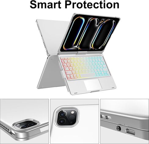 FARYODI Keyboard Case for iPad Pro 13-inch (M4, 2024), Trackpad, 360° Rotatable, Wireless Keyboard, 7-Colors Backlit, iPad Pro 13-inch Magic Keyboard Case-Black in Saudi Arabia